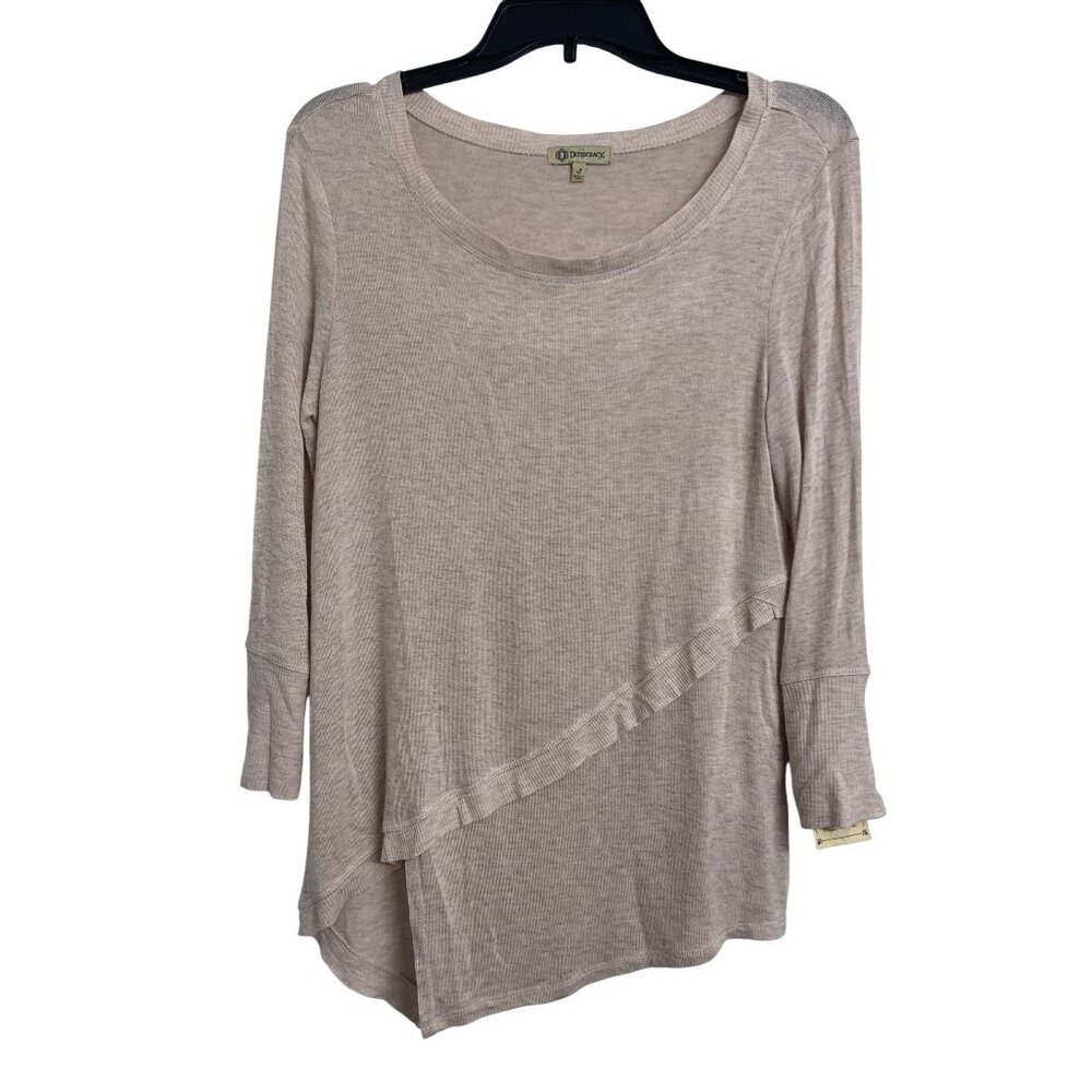 NWT Democracy S Knit Minimalist Casual‎ Top Henley Boat Neck
